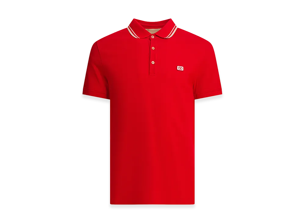 Valentino Polo Shirt With Buttons And Logo "Red"