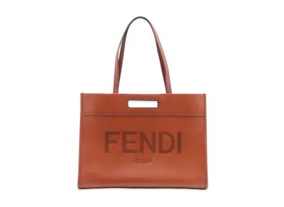 FENDI Logo Leather Tote Bag "Brown"