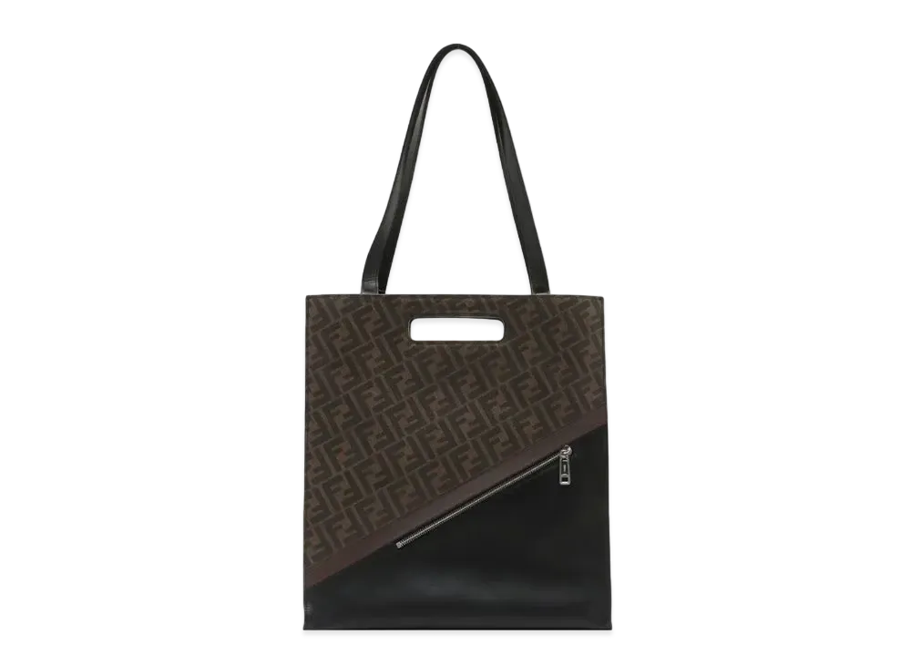 FENDI Zucca Leather 2Way Tote Bag "Black/Brown"