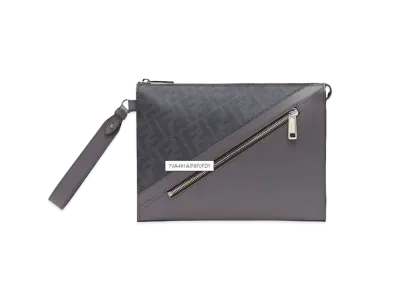 FENDI Diagonal Flat Pouch "Gray"