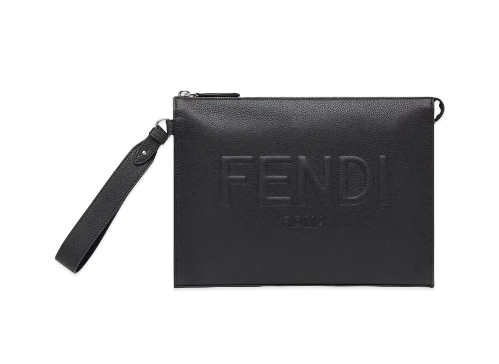 FENDI Leather Fendi Roma Flat Pouch "Black"