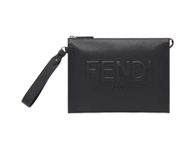 FENDI Leather Fendi Roma Flat Pouch "Black"