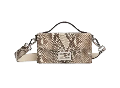 FENDI Baguette Soft Trunk Natural Python Leather Bag "Brown"