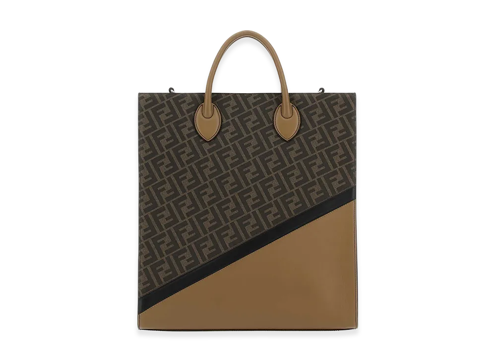 FENDI Leather And Canvas Shopping Bag "Multicolor"