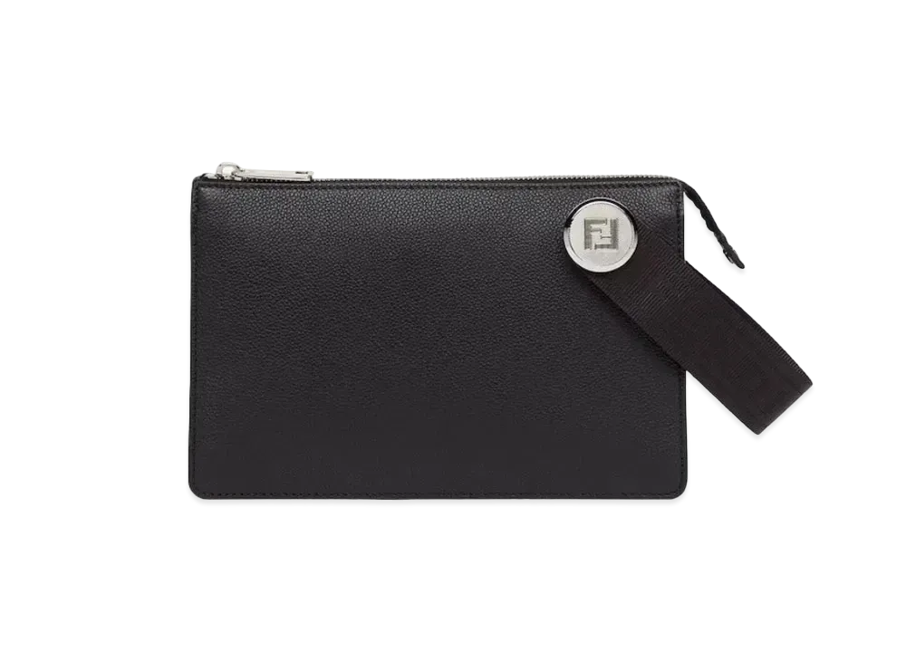 FENDI Roma Leather Chiodo Clutch "Black"