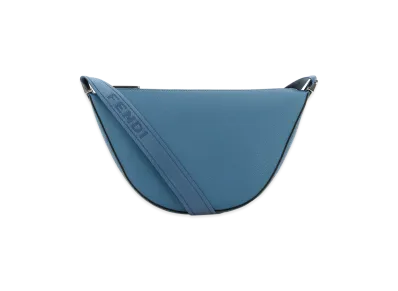FENDI Leather Small Melon Crossbody Bag "Cerulean Blue"