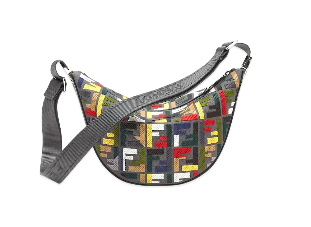 FENDI Small FF Fendi Melon Canvas Bag with FF Embroidery "Multi Color"