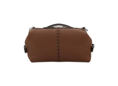 FENDI Leather Small Siesta FF Selleria Handbag "Brown"