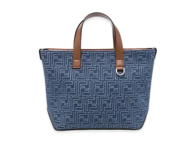FENDI Denim Effect FF Jacquard Small Shopping Bag "Blue"