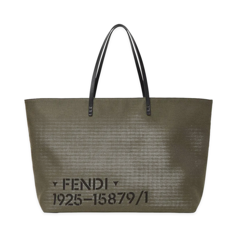FENDI Borsa Roll Large in Canvas Stampa Stencil "Military"