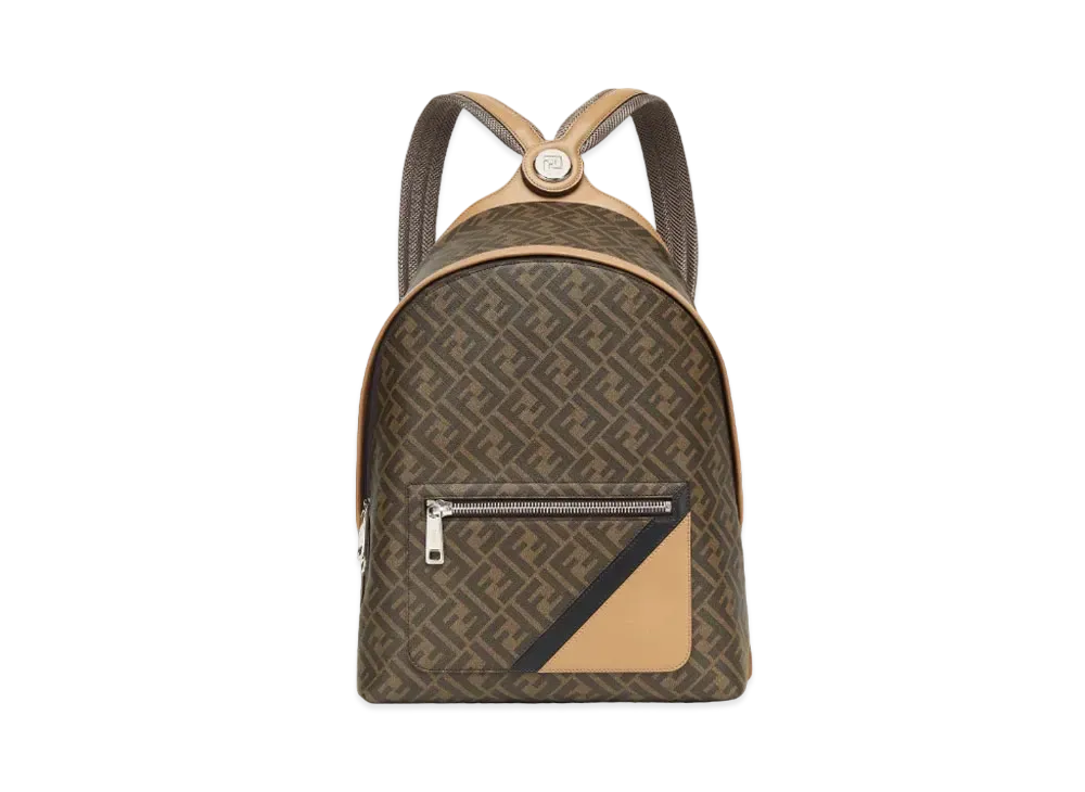 FENDI Diagonal FENDI Chiodo Medium FF Canvas "Brown"