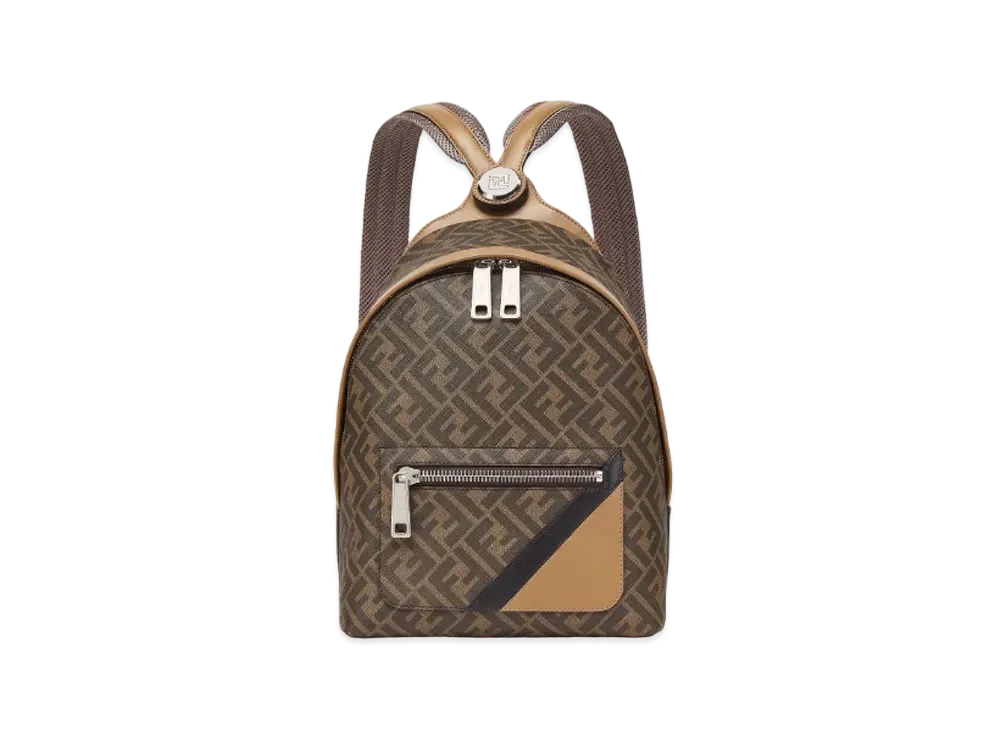 FENDI Chiodo Small FENDI Diagonal FF Canvas "Brown"