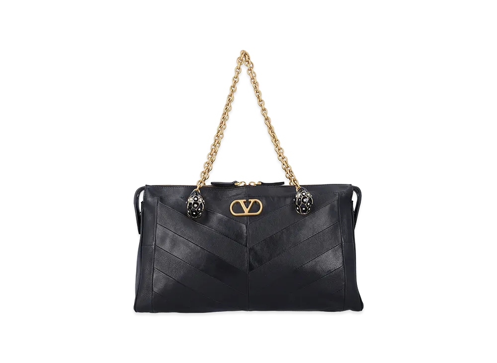 Valentino Women's Panthea Nappa Bag With Chevron Motif "Black"