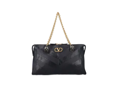 Valentino Women's Panthea Nappa Bag With Chevron Motif "Black"