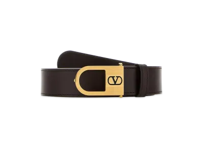 Valentino Women's Leather Vlogo Signature Belt "Chocolate/Brown"