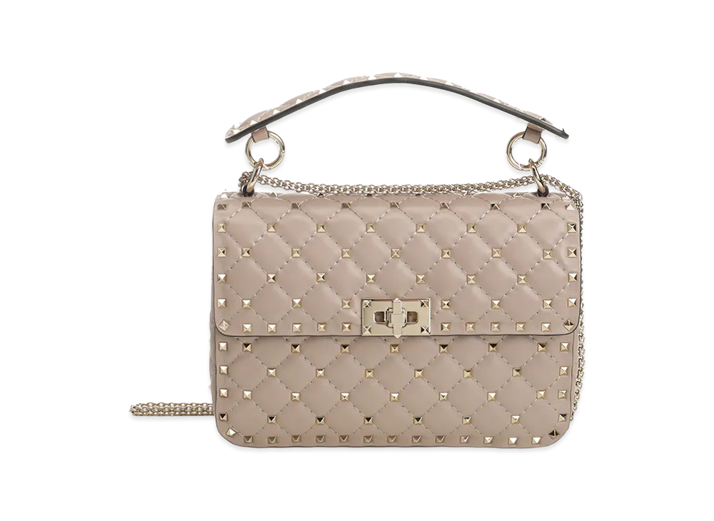 Valentino Women's "Rockstud Spike" Medium Chain Bag "Beige"