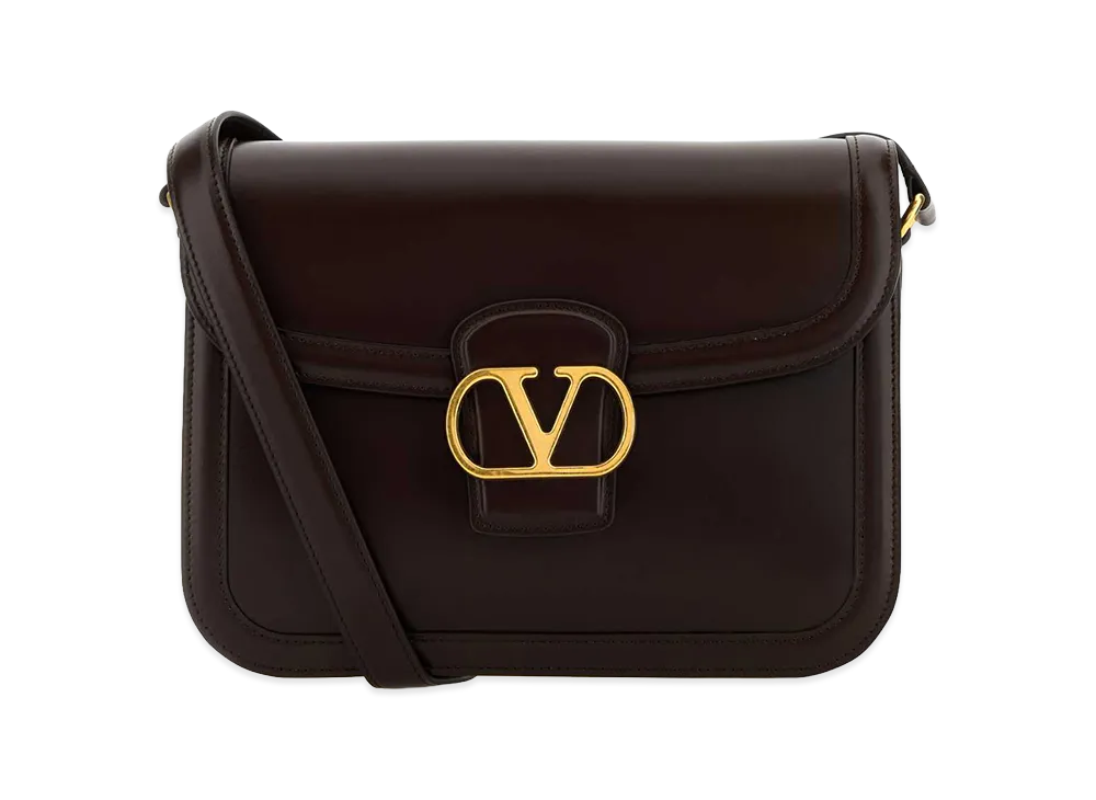 Valentino Women's Leather 9to5 Shoulder Bag "Dark Brown"