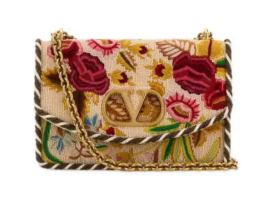 Valentino Women's Embroidered Fabric Vain Shoulder Bag "Printed"