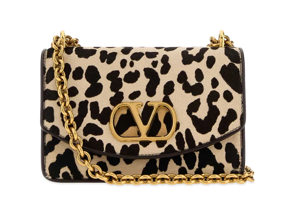 Valentino Women's Calf Hair Vain Shoulder Bag "Printed/Animal Print"