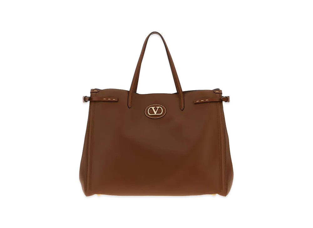 Valentino Women's Leather Larghe Antibes Shopping Bag "Brown"