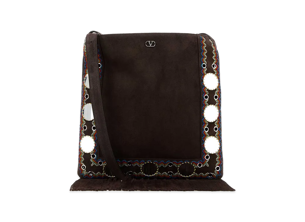 Valentino Women's Suede Nellcote Crossbody Bag "Brown"