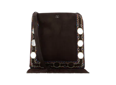 Valentino Women's Suede Nellcote Crossbody Bag "Brown"