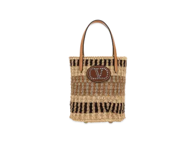 Valentino Women's Embroidered Raffia Bucket Bag "Printed"