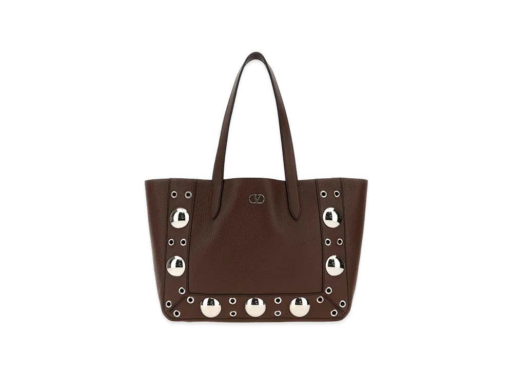 Valentino Women's Leather Small Nellcote Shopping Bag "Brown"