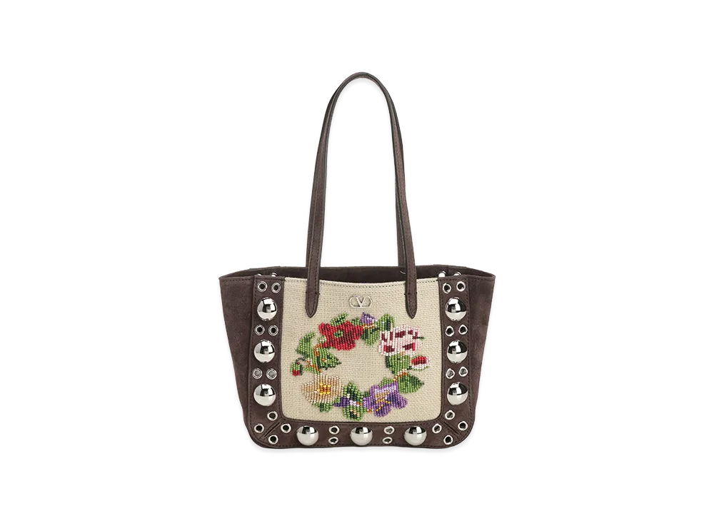 Valentino Women's "Nellcote" Mini Suede Shopping Bag "Multicolor"