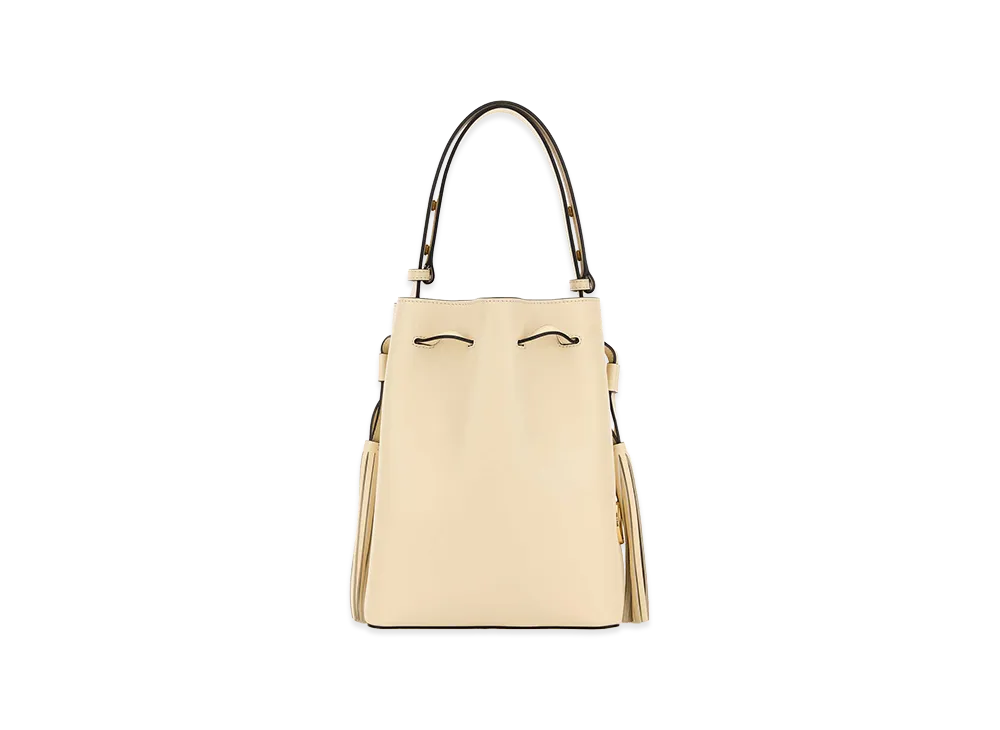 Valentino Women's Leather Vlogo Signature Bucket Bag "Ivory/White"