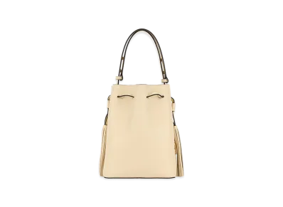 Valentino Women's Leather Vlogo Signature Bucket Bag "Ivory/White"