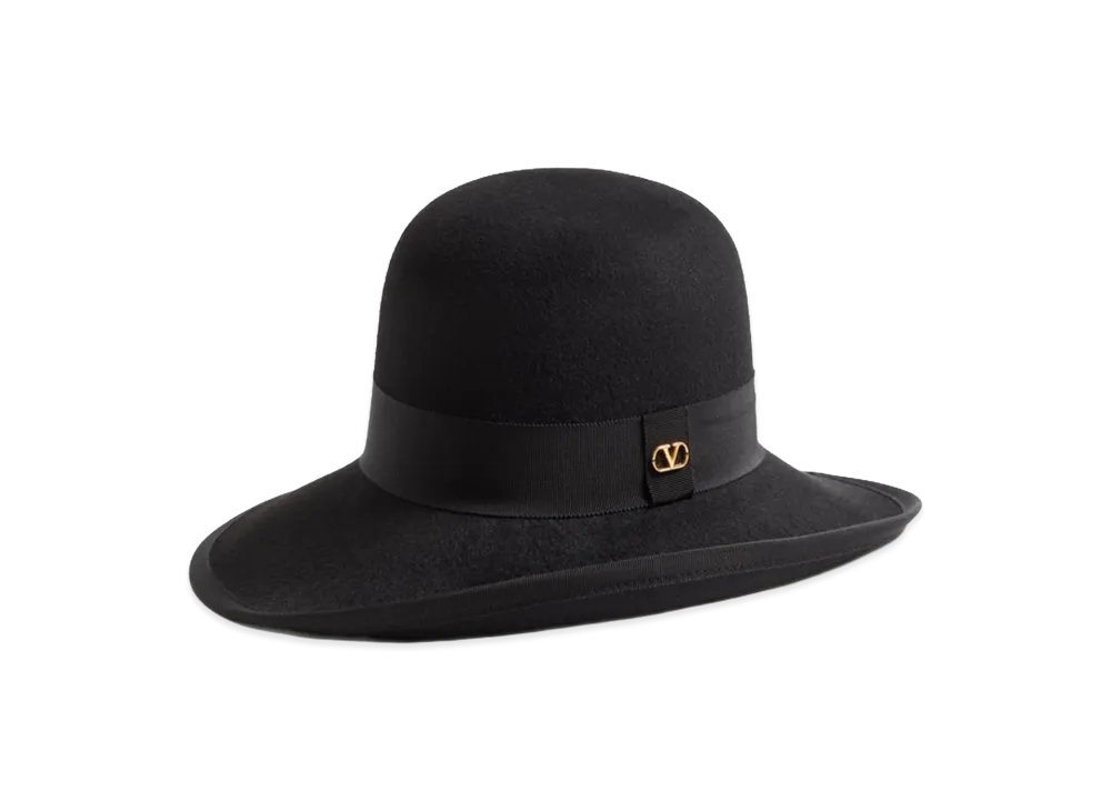 Valentino Women's Felt Vlogo Hat "Black"