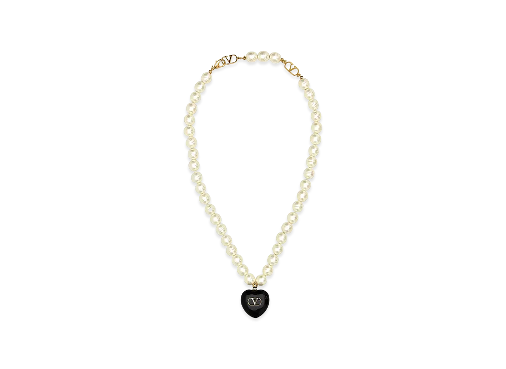 Valentino Women's Pearls Coeur Royal Necklace "Ivory/White"