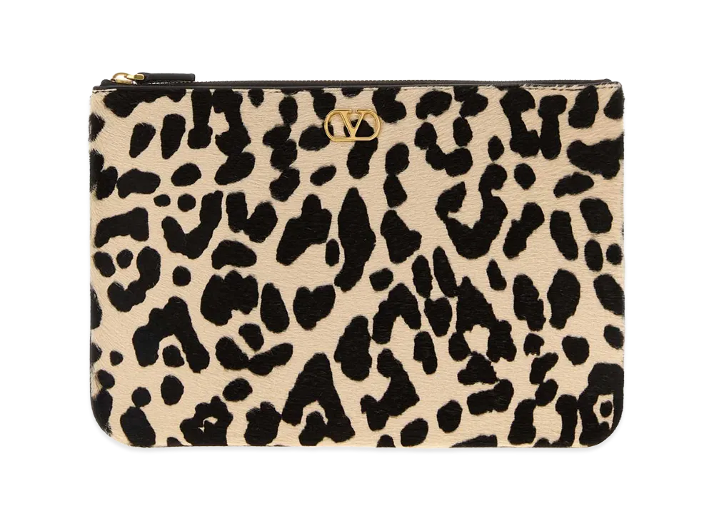 Valentino Women's Calf Hair Vlogo Signature Pouch "Printed/Animal Print"