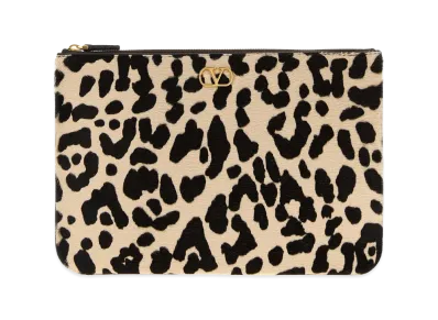 Valentino Women's Calf Hair Vlogo Signature Pouch "Printed/Animal Print"
