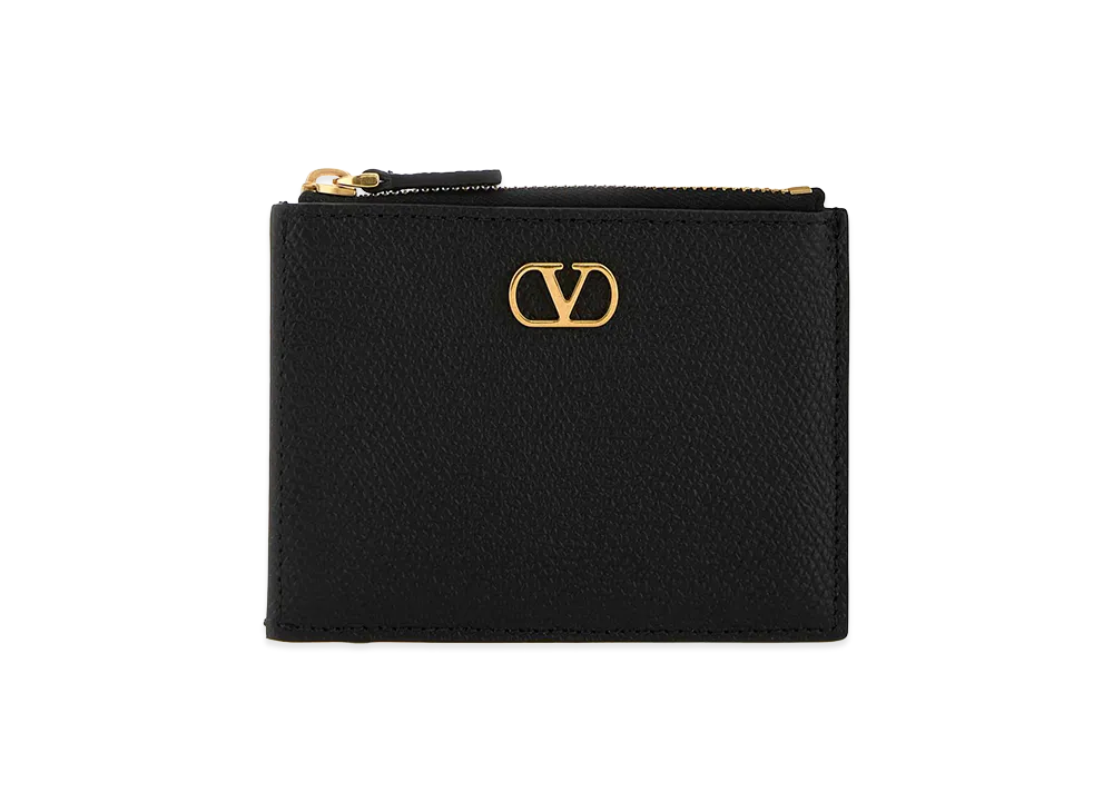 Valentino Women's Leather Vlogo Card Holder "Black"