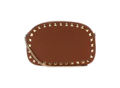 Valentino Women's Leather Rockstud Crossbody Bag "Brown"