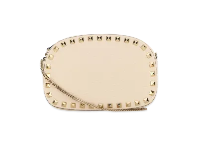 Valentino Women's Leather Rockstud Crossbody Bag "Ivory/White"