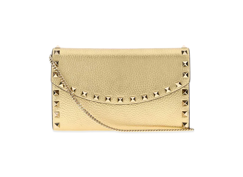 Valentino Women's Leather Rockstud Wallet "Gold"