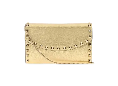 Valentino Women's Leather Rockstud Wallet "Gold"