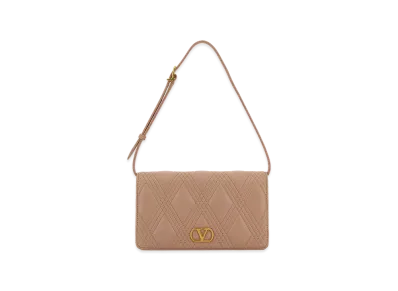Valentino Women's Leather Vlogo Signature Shoulder Bag "Antiqued Pink"