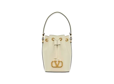 Valentino Women's Nappa Leather Vlogo Signature Bucket Bag "Ivory/White"