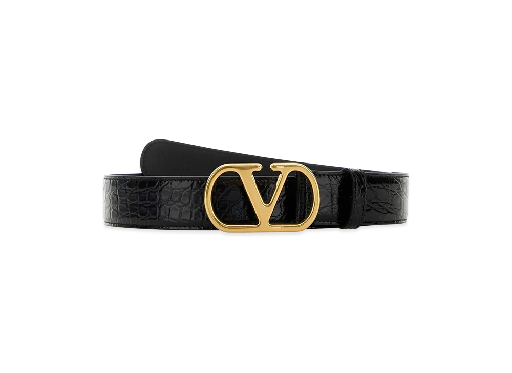 Valentino Women's Leather Vlogo Belt "Black"