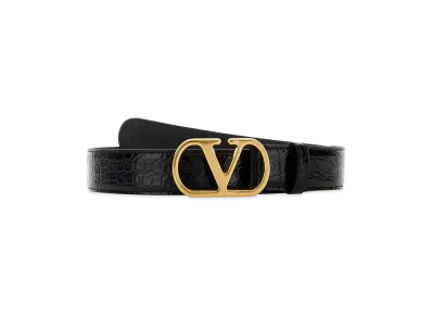 Valentino Women's Leather Vlogo Belt "Black"