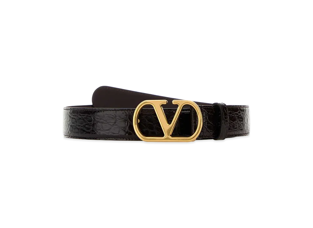 Valentino Women's Leather Vlogo Belt "Brown"