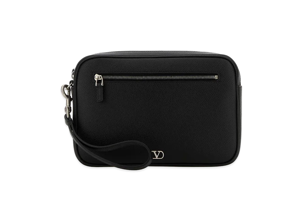 Valentino Leather Vlogo Clutch "Black"