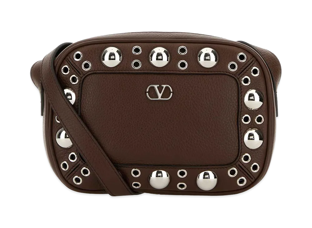 Valentino Leather Nellcote Shoulder Bag "Brown"
