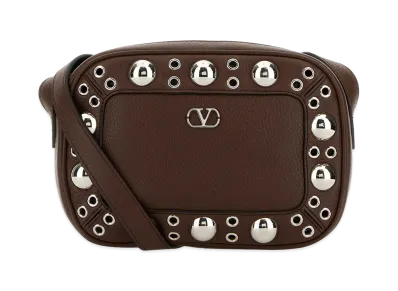 Valentino Leather Nellcote Shoulder Bag "Brown"