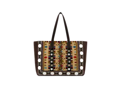 Valentino Fabric And Suede Large Nellcote Shopping Bag "Multicolor"
