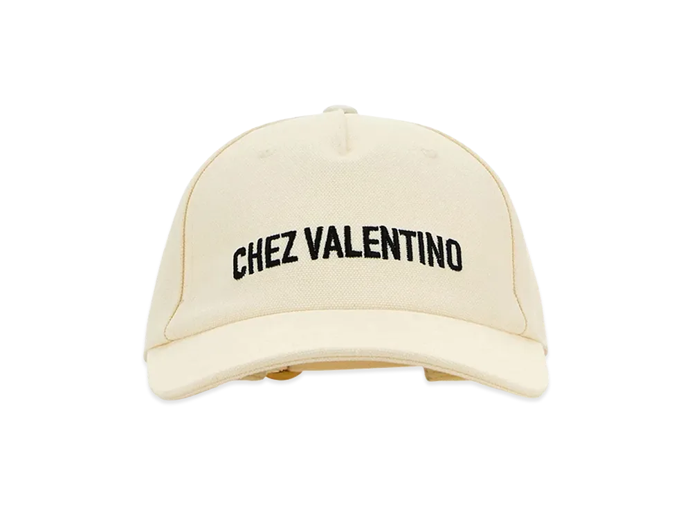 Valentino Cotton Baseball Cap "Ivory/White"